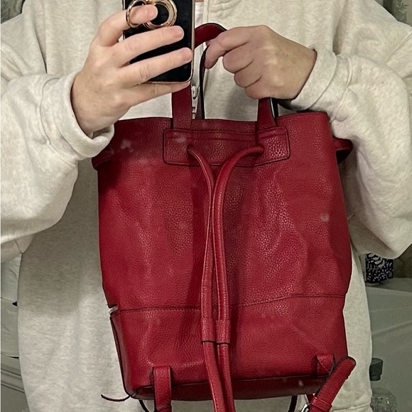 Zara drawstring hobo style backpack with top handles. All leather. - Picture 12 of 16